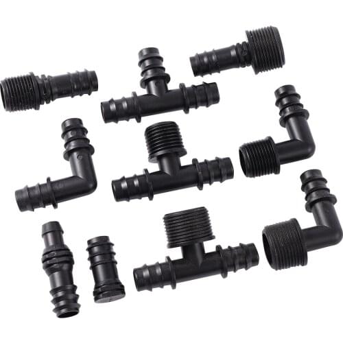 DN20 Pipe connector 1/2" 3/4" Garden hose tee water splitter elbow plug End garden irrigation barbed drip irrigation fittings