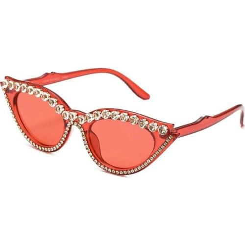Rimless Vintage Rhinestone Sun Glasses Sexy Candy Color Cat Eye Sunglasses Women Female Women Eyewear Triangle Shades UV400