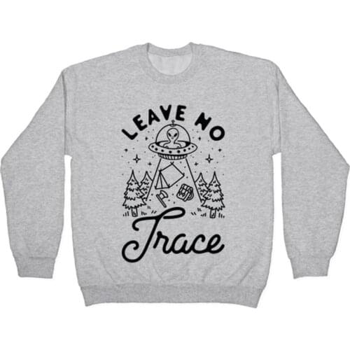 Leave No Trace Camping UFO Sweatshirt Funny Autumn Graphic Pullovers Streetwear Men Women Crewneck Jumper Slogan Cotton Hoodies