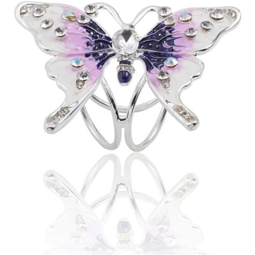 Trendy Blue Purple Butterfly Shaped Imitation Natural Rhinestone Brooch Pins Women Buckles Scarf Clips Jewelry Xmas Gift
