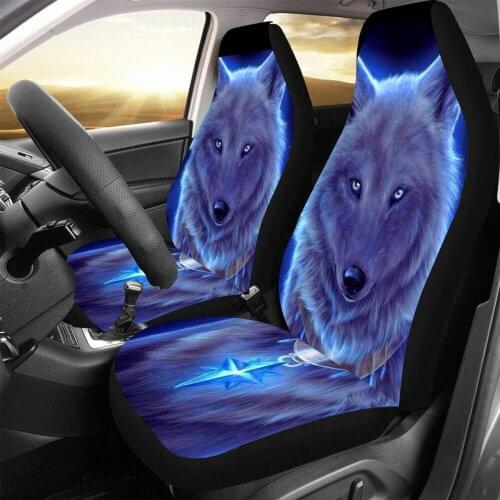 Universal 3D Wolf Printed Car Seat Covers 1/2/7PCS Polyester Fabric Elastic Auto Seat Cushion Protector Cover Car All Inclusive