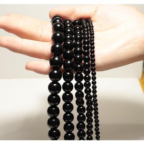 High Quality Natural Obsidian Stone For Jewelry Making Handmade DIY Black Round Beads 4-12mm Wholesale Lots Bulk Factory Price