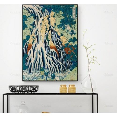 Katsushika Hokusai Japanese Pilgrims at Kirifuri Waterfall in Shimotsuke ProvinceVintage Japanese Art Poster JapanesePrintWall