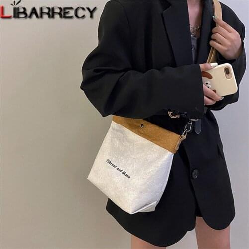 2021 New High Quality Kraft Paper Messenger Bags Fashion Pleated Letter Design Ladies Shoulder Bag Women Multifunctional Bags