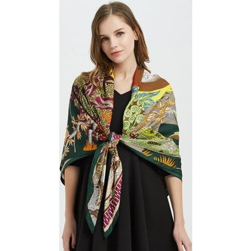Pashmina Van Gogh Painting 130cm Big Square Twill Imiation Silk Scarves Women Summer Autumn Elegant Satin Silk Scarf Shawl Wrap