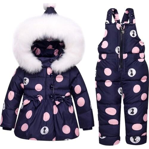 Toddler Girl Clothes Sets Childrens Down Jacket Winter Warm Cartoon Cat Hooded Newborn Infant Snow Children Costume Suit 1 2 3Y