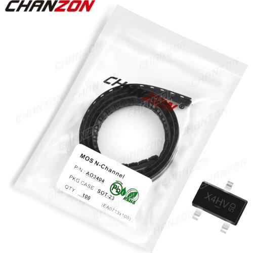 100pcs AO3404 SOT-23 N-Channel SMD Mosfet Bipolar Junction Transistor BJT SIC Mos Fets Triode Tube SMT Integrated Circuits