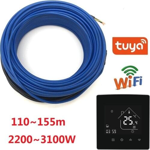 110~155m Infrared Heating Wire 220V 2200~3100W Floor Heating Cable Driveway Snow Melting with Smart WiFi Thermostat