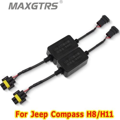 2x Super Canbus H8 H11 Adapter For Jeep Compass EMC Warning LED HID Decoder Canceller Headlight Light IC No Error
