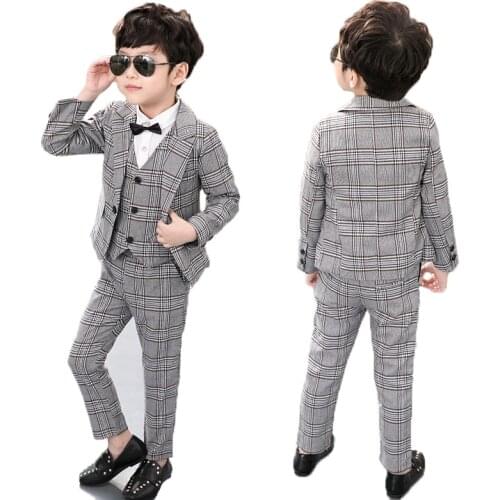Children Formal Suits Sets Boys Wedding Tuxedo Costume Kids Blazer Vest Pants 3pcs Outfits Boys Performance Prom Clothing Set