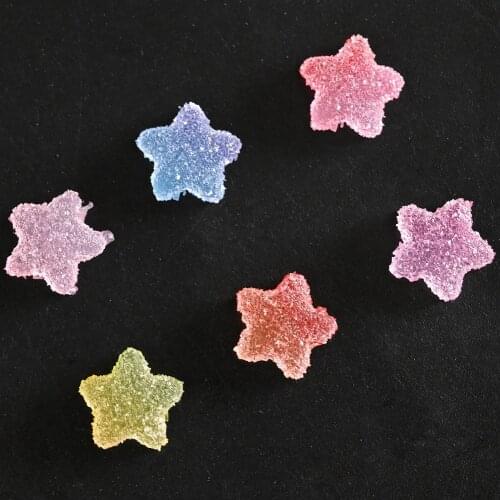 50Pcs/pack Kawaii Gummy Nail Art Decoration 10mm Resin Sugar Charms 6Colors Cute Stars Shape Candy Jelly Manicure Accessoris