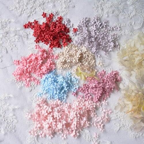 50PCS White Pink Handmade 3D Satin Flower Lace Applique Patch for Wedding Dress DIY Headwear Materials
