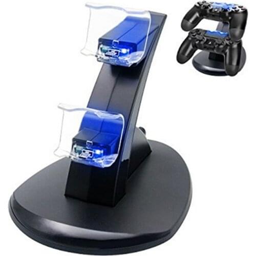 ALLOYSEED Dual USB Charging Stand Game Controller Gamepad Charger Dock Station Holder Cradle For Sony PlayStation 4 PS4/Pro/Slim