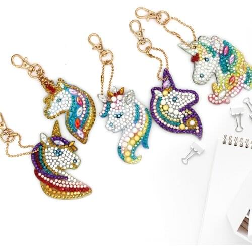 Unicorn Design Diy Diamond Keychain Best Nutcracker Christmas Gift Diy Special Shape Full Drill Woman Girl Jewelry Keyring YSK20