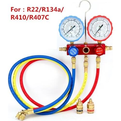 Automotive air conditioning coolant refrigerant pressure gauge high and low pressure set for R22/R410/R134a+ quick connect