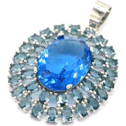 44x28mm Anniversary Big Oval Gemstone Green Peridot CZ Women Daily Wear 925 Sterling Silver Pendant