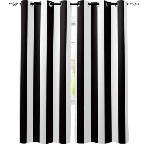 Black White Stripes Curtain For Kitchen The Bedroom Window Treatment Curtains for Living Room Modern Fabric Drapes