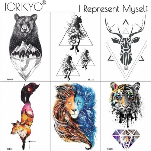 Black Triangle Rabbit Flash Waterproof Fake Tattoos Stickers Body Arm Cute Tatoo Temporary For Women Men Tattoo DIY Adhesive Art