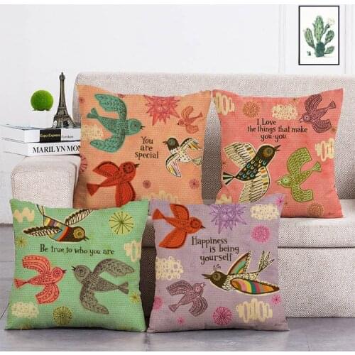 Animal Bird You are special Decoration Home Decorative Pillow Sleeve Cotton Linen Cushion Cover Sofa Pillow Throw Pillows T202