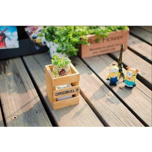 Zakka Wooden Storage Box pen Container magnet box brush pot handicraft Storage Container pot wooden box Free Shipping