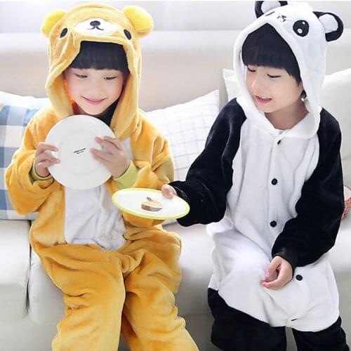 Cute Unicorn Unisex Children Clothing Panda & Bear Animal Pajamas sleepwear Jumpsuit kids clothes baby rompers Flannel Onesies