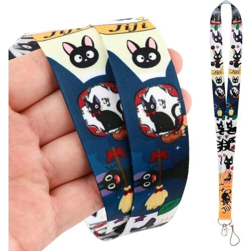 DZ1895 Japanese Anime Black cat Lanyard Keychain ID Badge Holders Mobile Phone Rope Key Lanyard Neck Straps Key Ring Accessories