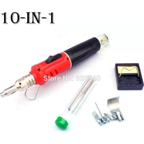 Self-Ignition 10-in-1 Gas Soldering Iron Cordless Welding Torch Kit Tool HS-1115K Free Shipping