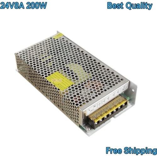 Free Shipping 24V 8A Switching Power Supply S-200-24 power adapter 110V/220V to 24v 200w power supply for LED Strip
