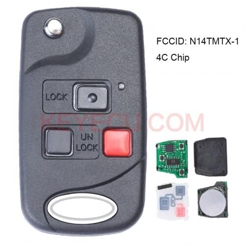 KEYECU Replacement Flip Remote Key Fob 312MHz for Lexus RX300 1999-2003 N14TMTX-1 - 4C