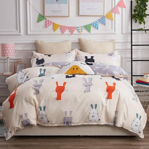 Lovely Rabbits Bedding Set Duvet Cover Set Pillowcase Home Textiles 2/3pcs Bed Linen King Queen Size Dropship