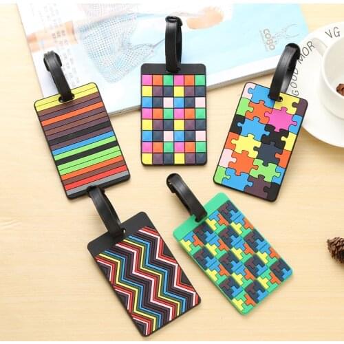 Multicolor Puzzle Luggage Tag Silica Gel Suitcase ID Address Holder Baggage Boarding Tags Portable Label Travel Accessories