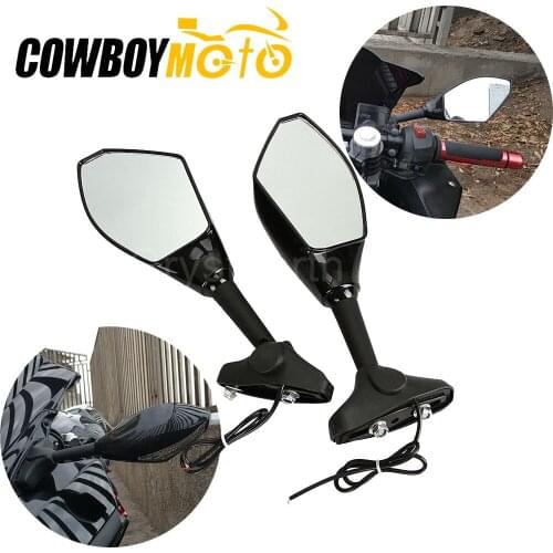 Motorcycle LED Turn Signal Rearview Side Mirrors For Kawasaki ZX 6R/636/6RR 1998-2006, ZX10R 2004-2007, Ninja 250R 2008-2011