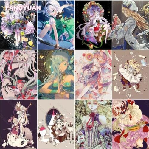 Diamond Painting Kit Anime Girls with Long Hair and Uniform Cartoon Diamond Mosaic Art Paintings Needlework Rhinestones Handmade