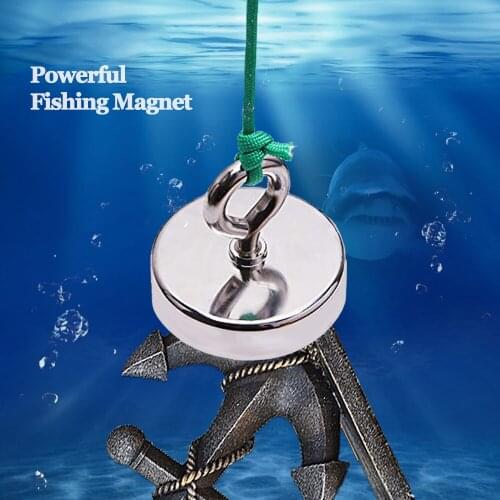 Neodymium Magnet Strong Powerful Round Hook Salvaging Deep Sea Fishing Magnetic Equipments Holder Pulling Mounting Pot With Ring