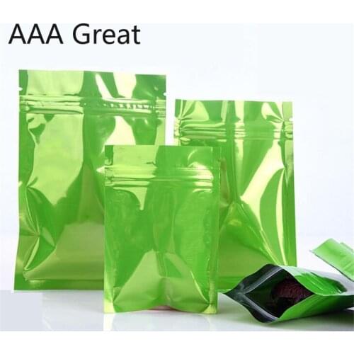 100Pcs/Lot Aluminum Foil Pouches Food Storage Bags Resealable Zip Lock Bag Food Packaging Green Tea Grain Mylar Candy Nuts Pouch