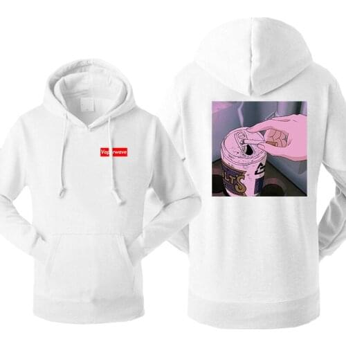 Vaporwave Mens Hoodies Sweatshirt Fleece Anime Hoodie Streetwear Winter Warm Hip Hop Cool Pullover Retro Japan Style Sportswear