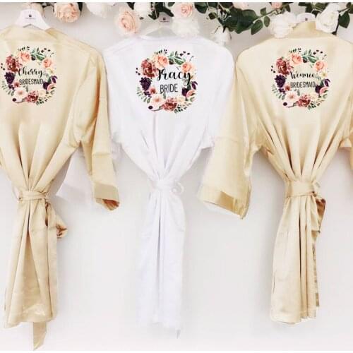 Personalized kimono bridal pajamas wedding robe bridesmaid matron maid of honor sister mother of the bride robes
