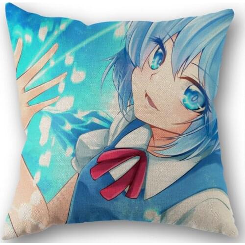 Cirno (Touhou) Cushion Pillow Tent,Office,Home Cotton Linen Zippered Pillowcase Family Home Accessories Customizable One Side