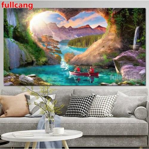 Full square round diamond painting Cave natural Scenery diamond embroidery 5D rhinestone mosaic diamond inlaid large size JX2049