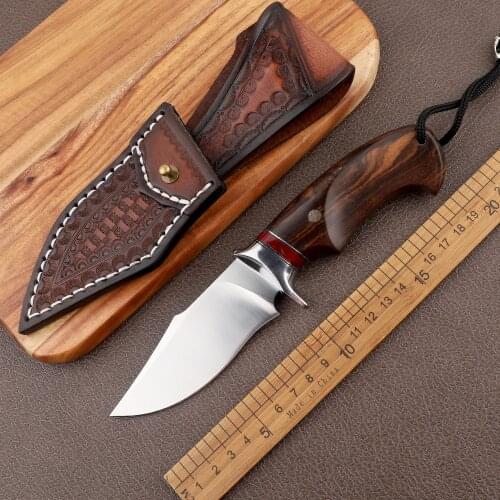 Portable 14C28N fixed blade desert iron wood handle outdoor sharp hunting camping self-defense tactical straight knife EDC tool
