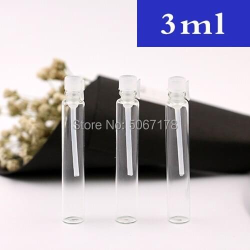 100pcs 3ml Empty Mini Glass Perfume Small Sample Vials Perfume Bottle Clear Laboratory Liquid Fragrance Test Tube Trial Bottle