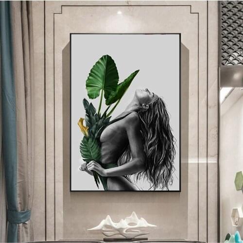 Nordic Beautiful Girl Figures wall art Canvas Prints Posters Wall art Pictures for Living Room Fashion Girl Art Home Decoration