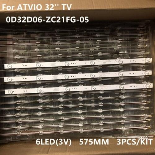 LED Backlight Strip For ATVIO 32'' TV 0D32D06-ZC21FG-05 6S1P 303TT320038 ATV-32 3V/LED 6led 57.5cm