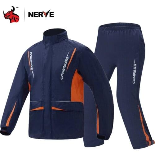 NERVE Waterproof Raincoat Suit Windproof Motorcycle Jacket Biker Raincoat Pants Motocross Impermeables With Reflective Cloth New