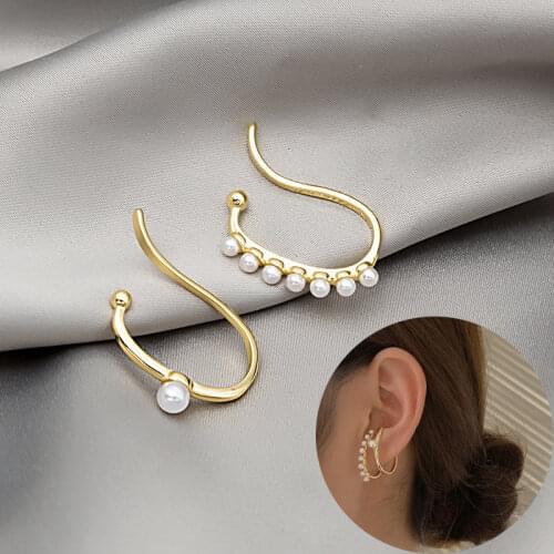 Vintage Pearl Zircon Ear Clip Earrings for Women No Pierced Retro Ear Cuff Wedding Party Korean Fashion Jewelry Wholesale Gift