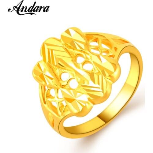 Brand Lady Gold Color Finger Ring For Women Luxury Jewelry Yellow Gold Jewellery Anel Bague Party Gifts JR076