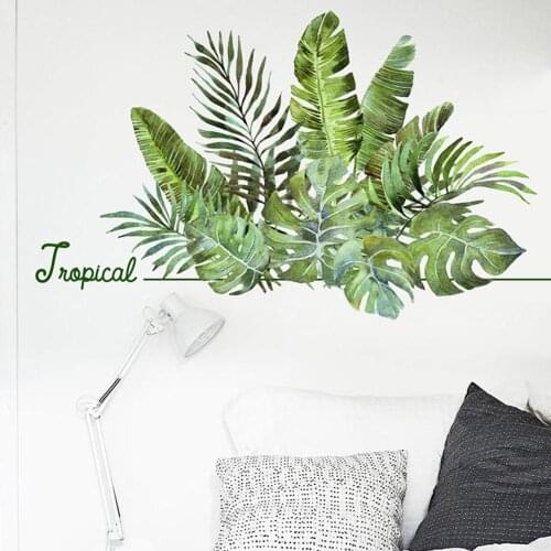 1PC Tropical Plant Leaves Poster Removable PVC Self-adhesive Living Room Bedroom Wall Sticker Decal Home Decoration Stickers