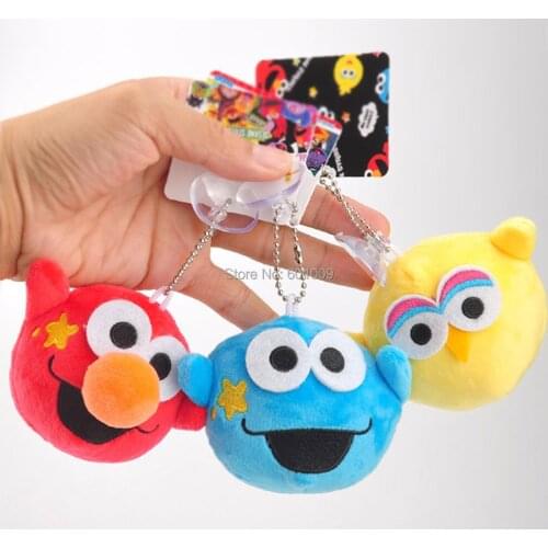 10/Lot Halloween Sesame Street Elmo Cookie Monster Big Bird 9CM Plush Doll Keychain Soft Gifts Retail