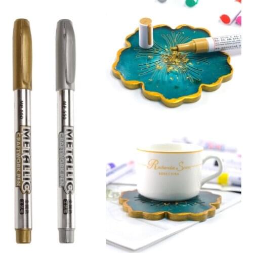 12Pc Gold Silver Resin Drawing Pen Graffiti Highlights Metallic Permanent Marker - Epoxy Mold Mould for DIY Crafts