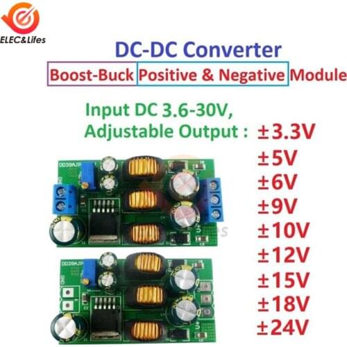 2 in 1 20W 3.6-30V to +-3-30V Boost Buck Dual Output Voltage Module Adjustable Output DC DC Step-up Step-down Converter Board